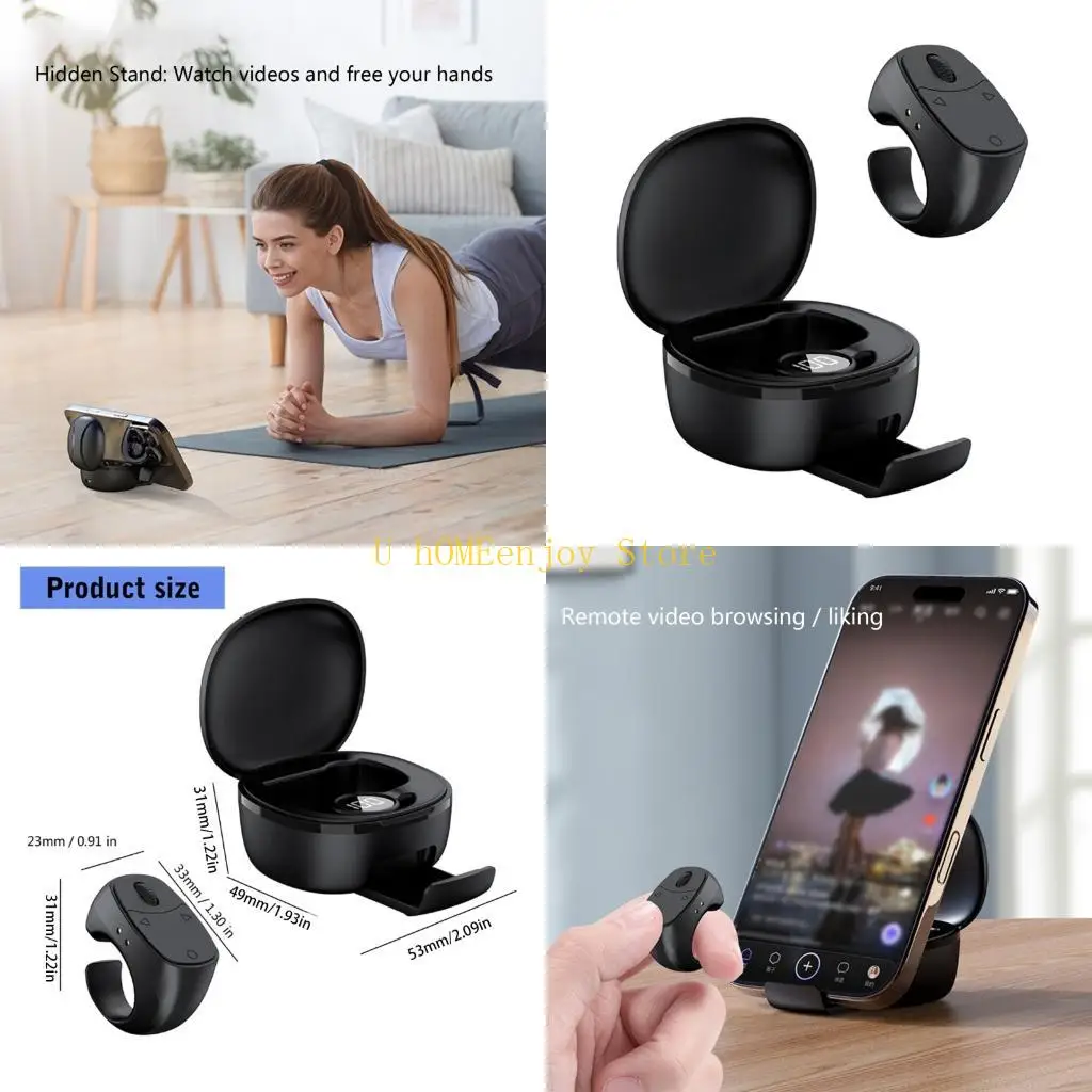 B0KF Touch Sensitive Remote Page Turners Air Finger Rings Featuring Air Gestures Control & Long Service Power for Ebook