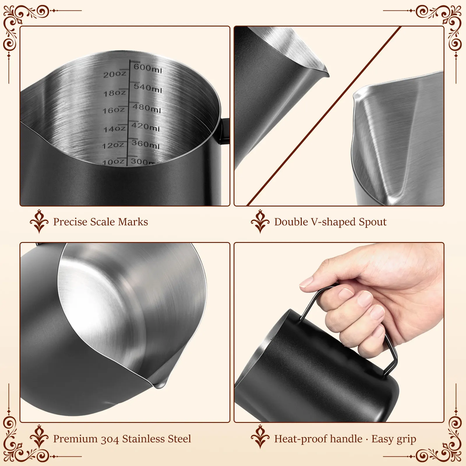 Jarra de Aço Inoxidável 600ml  - Barista Milk Jug avaliação e preço