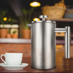 Stainless Steel Tea Maker Pot Large Capacity French Press Coffee Maker Espresso Coffee Machine Double Wall Coffee Percolator Pot