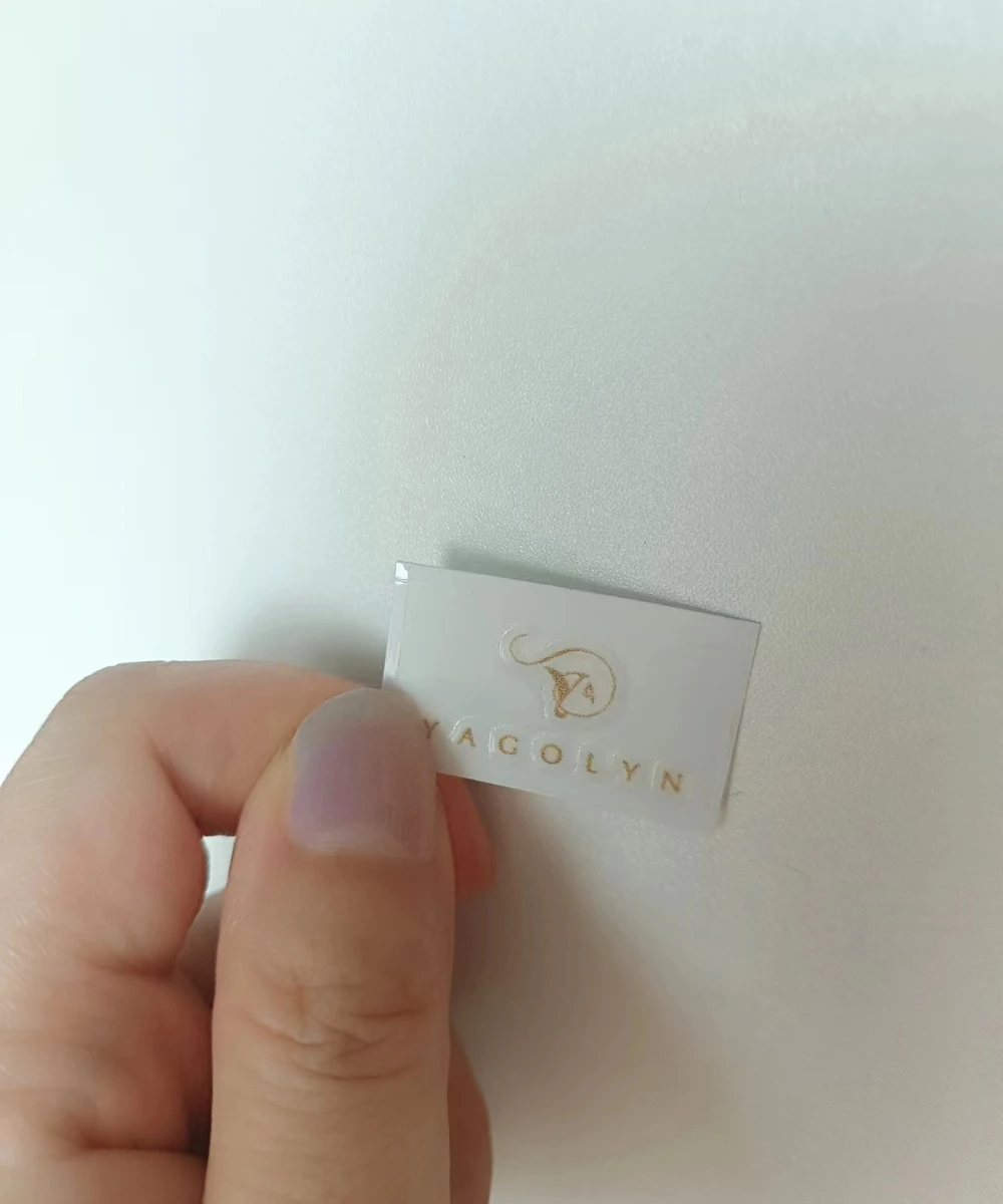 Autocollants de transfert 3D personnalisés, brillant, or et argent, logo d'entreprise de marque, autocollants de transfert personnalisés sur boîte en papier