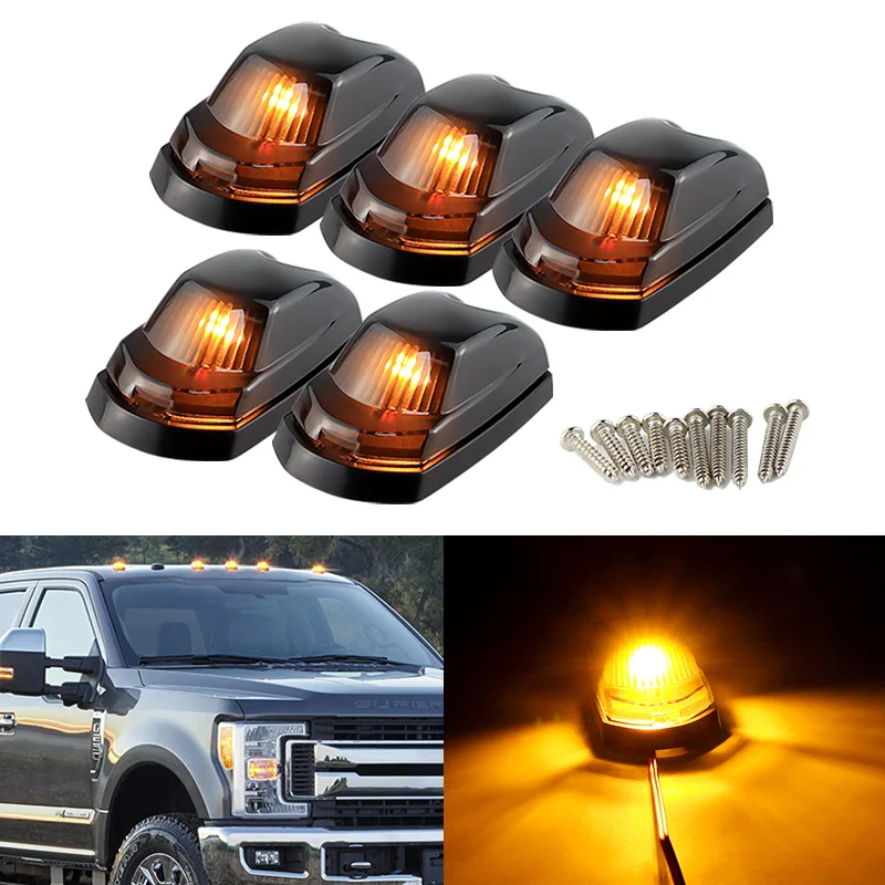 

5 шт. дымовые линзы, светодиодные ходовые огни на крыше, габаритная лампа кабины для Ford F-250 F-350 F-450 F-550, сверхмощные пикапы, автомобильные аксессуары