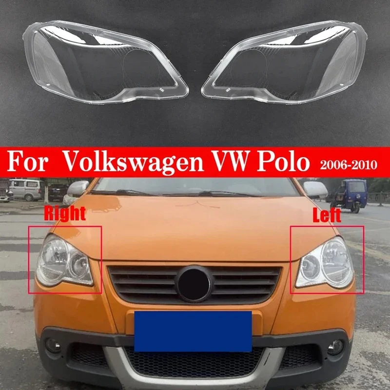 

Pop New-1 Pair Car Front Headlight Cover Head Light Lamp Lens Shell Replacement For Polo 2006 2007 2008 2009 2010