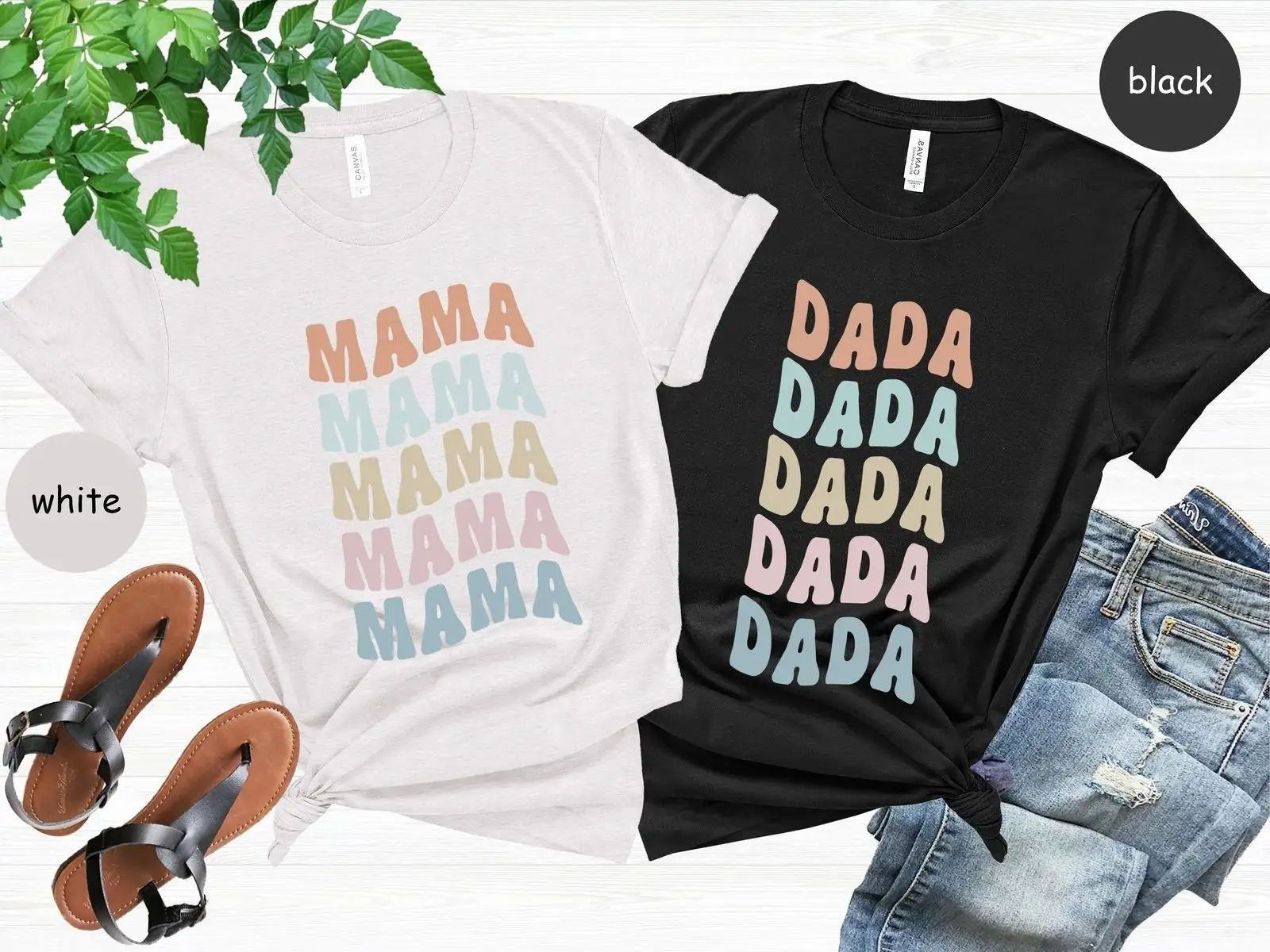 Mama And Dada T Shirt Pregnancy Announcement Matching Mom Dad Baby Father'S Day Funny