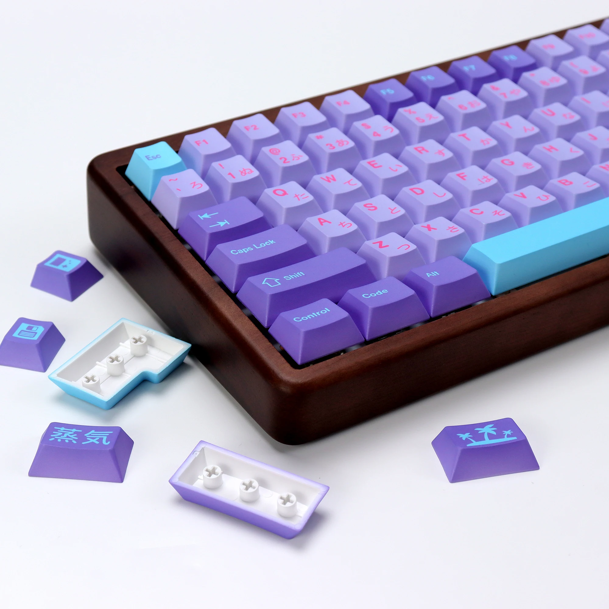 

KBDiy Clone GMK Keycap японский ретро Vaporwave Cherry Profile 7U ISO PBT колпачки для клавиш на заказ для исполь F87 Pro 60, механическая клавиатура