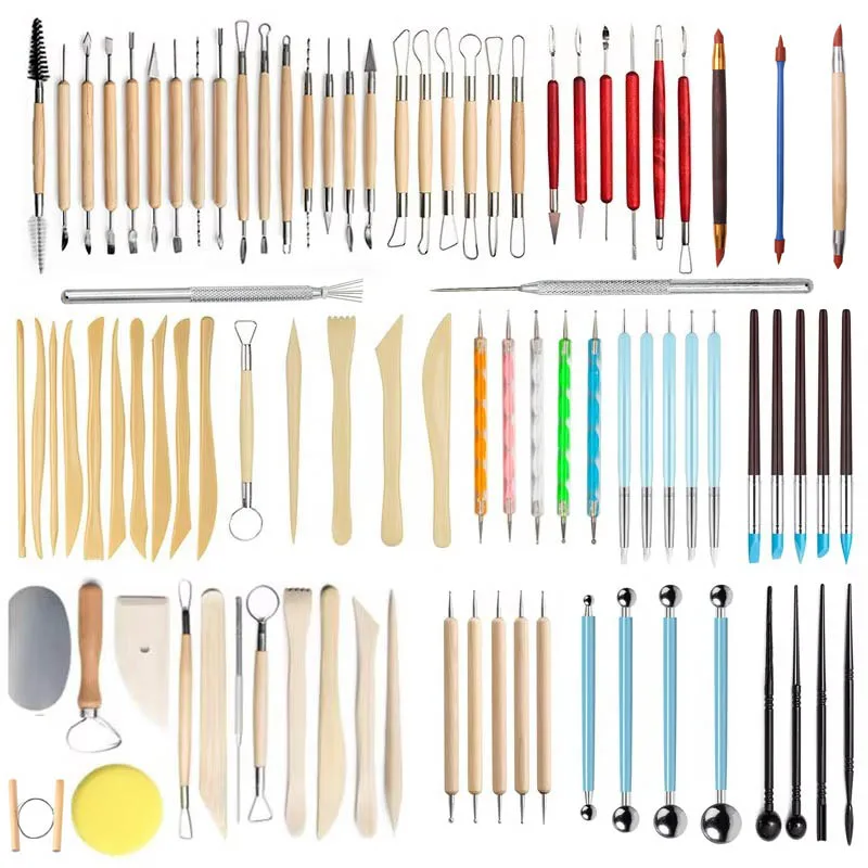 Art Clay Pottery Tools Set DIY Craft Accessories Polymer Clays Tools for Sculpting Shaping Modling Dotting Ceramic Kiln Cutter