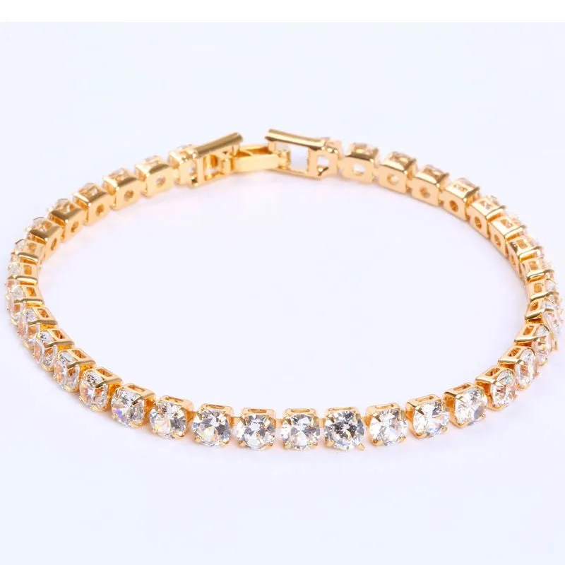 4mm Zirkonia Grün Tennis Armband Kette Armbänder Für Frauen Männer Gold Silber Farbe Hand Kette CZ Kette Homme schmuck