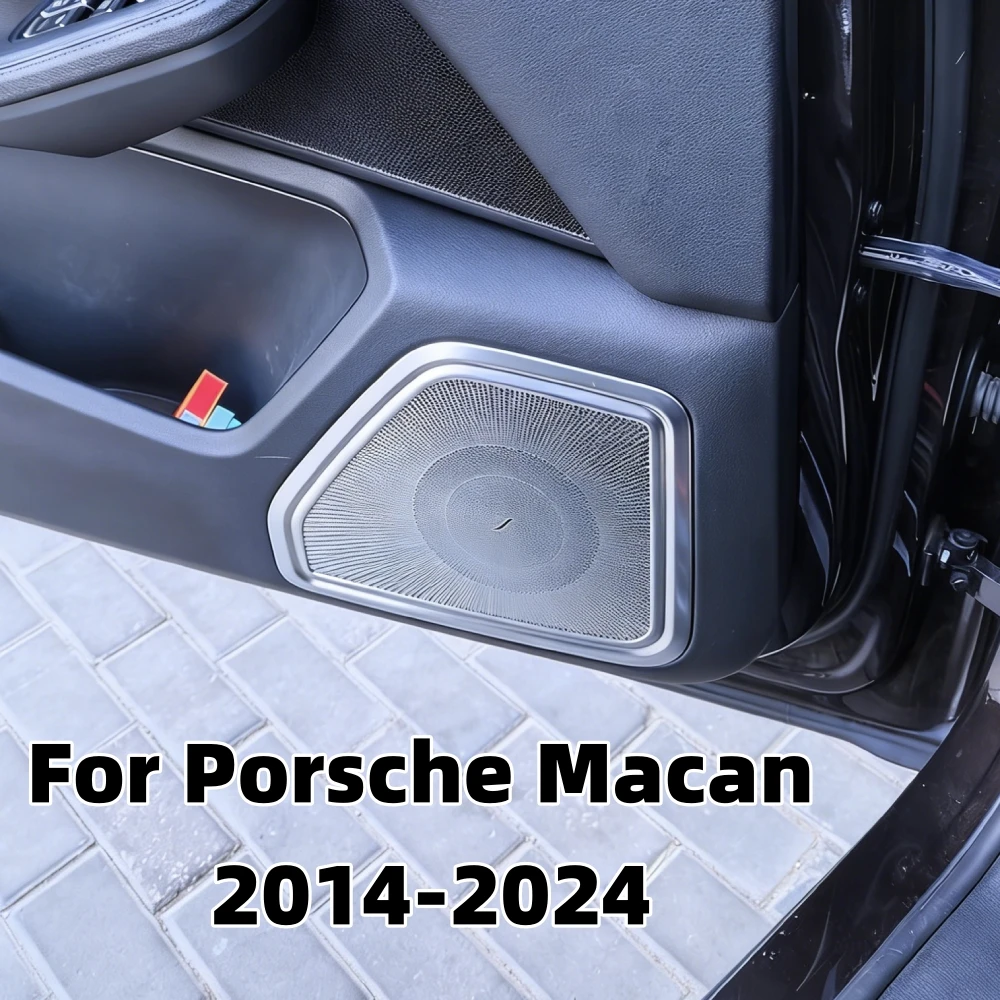 

4Pcs Interior Car Stickers For Porsche Macan 2014 - 2024 Four Door Audio Speaker Cover Decoration Supplies Stainless Steel
