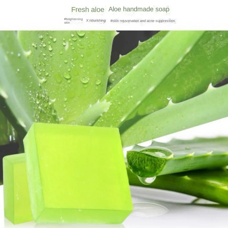 2 Stück Aloe handgemachte ätherische Seife zum Peeling Akne markiert erfrischende Öl kontrolle Reinigungs gesicht