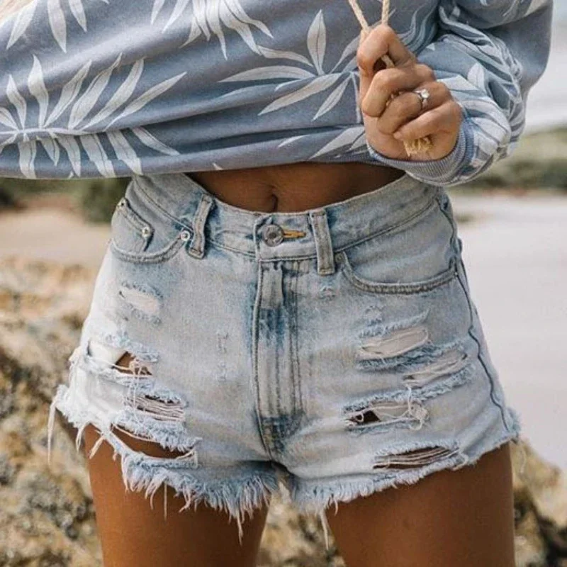 Koreaanse vintage denim shorts Jean gescheurd gat hoge taille wassen skinny denim mini jeans 2025, nieuwe lente zomer Y2k streetwear
