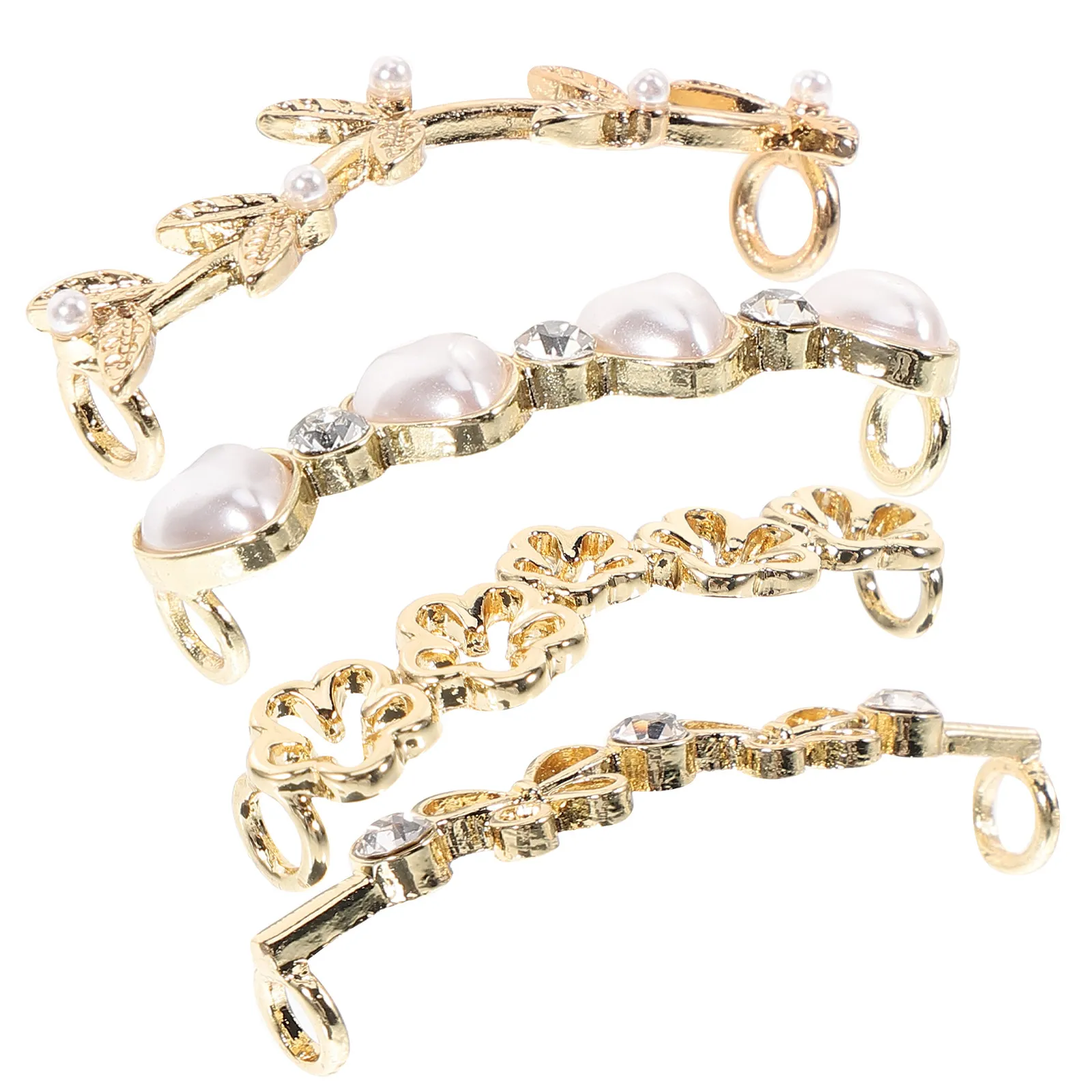 4Pcs Decorative Shoe Clips Pearl Rhinestone Shoe Charms for Wedding Anniversary Birthday Party Casual Sneakers Accessories