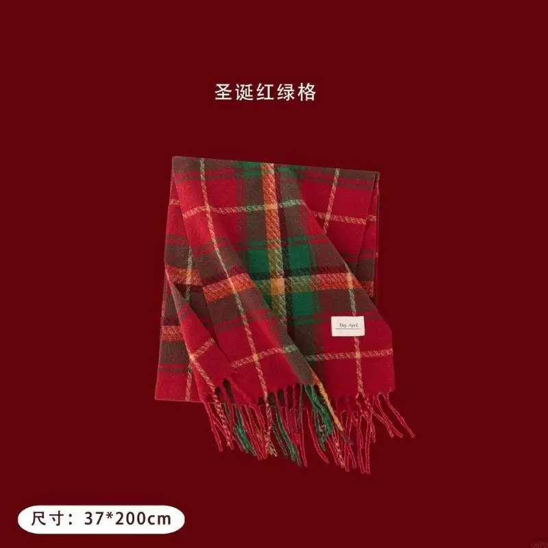   Elegant Plaided Scarf Imitation Pashm Neckerchief Lightweight Shawl Wrap For Autumn Winter Women Accessories