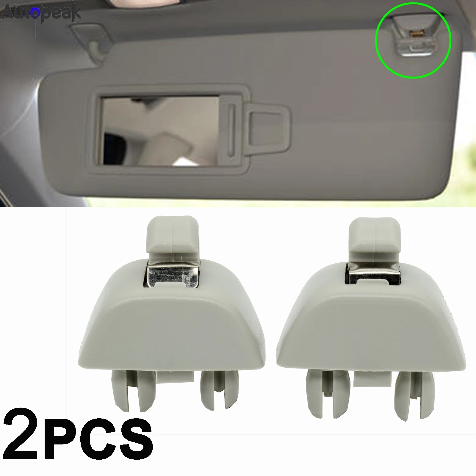 

2pcs Gray Sun Visor Support Retainer Clip Hook For VW Passat Polo Up! Skoda Citigo Rapid 2012-2015 Seat MII 6RD857561 6R0857561