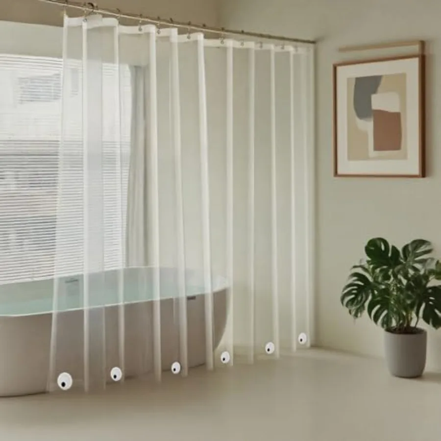 

Extra Wide Plastic Shower Curtain Liner 84 x 72 Inch with 6 Magnets Clear Heavy Duty Weighted Wide Shower Liner for Bathroom Wa