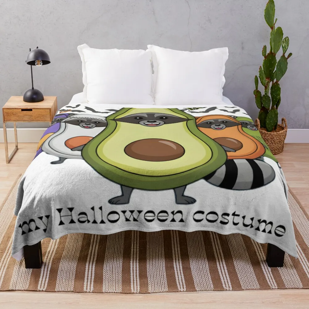 raccoon my Halloween costume AVOCADO Throw Blanket Giant Sofa Baby halloween Plaid Blankets