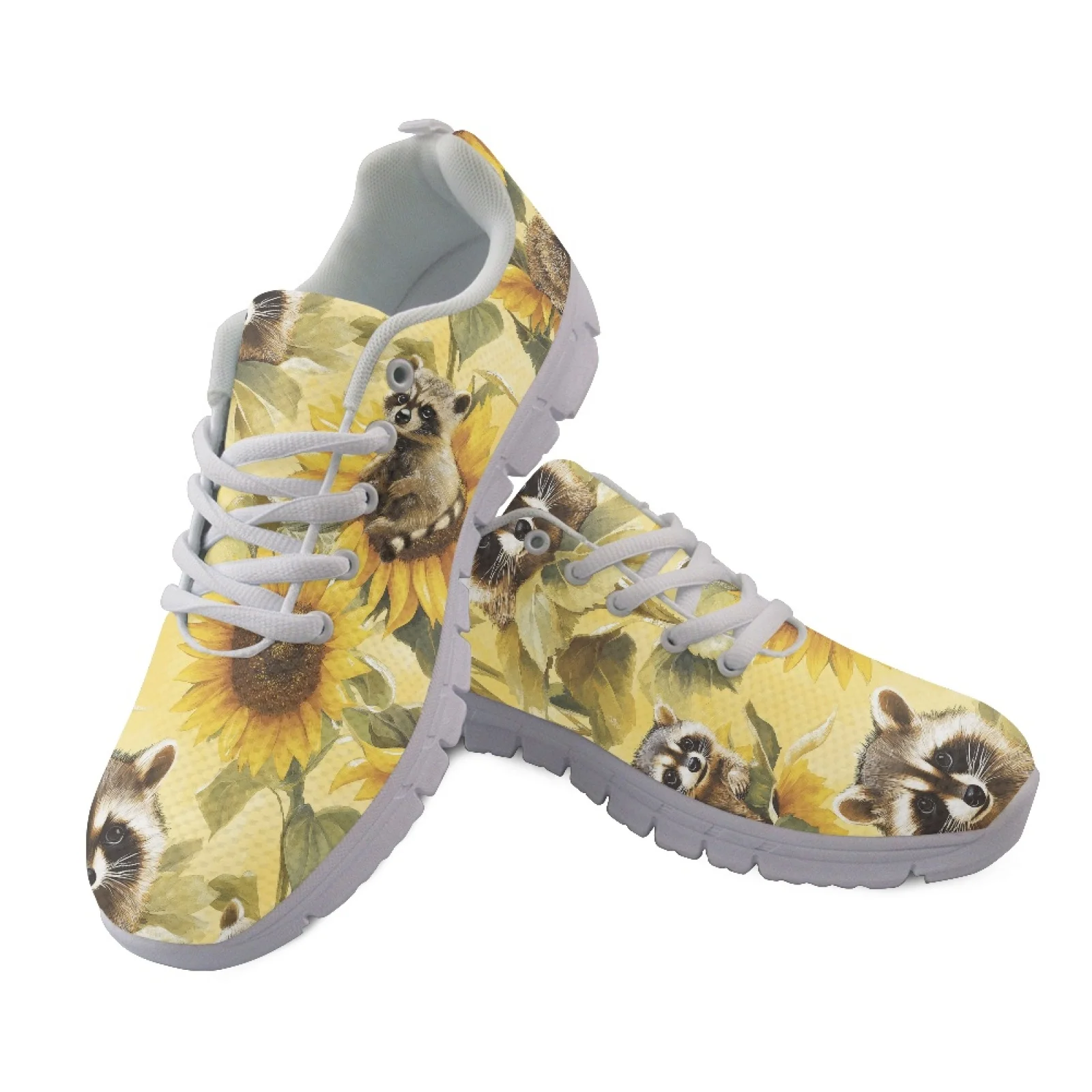 Coloranimal Little Red Flower Pattern Sports Tennis Shoes Mesh & EVA Sole Fashion Sneakers Lace Up Running Shoes for Women