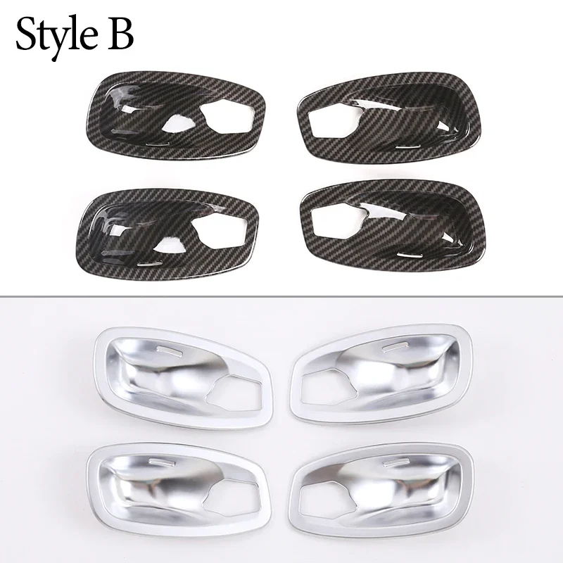 For BMW 5 Series E60 2004 2005 2006 2007 2008 2009 2010 Carbon Texture Car Interior Door Handle Bowl Frame Protective Cover