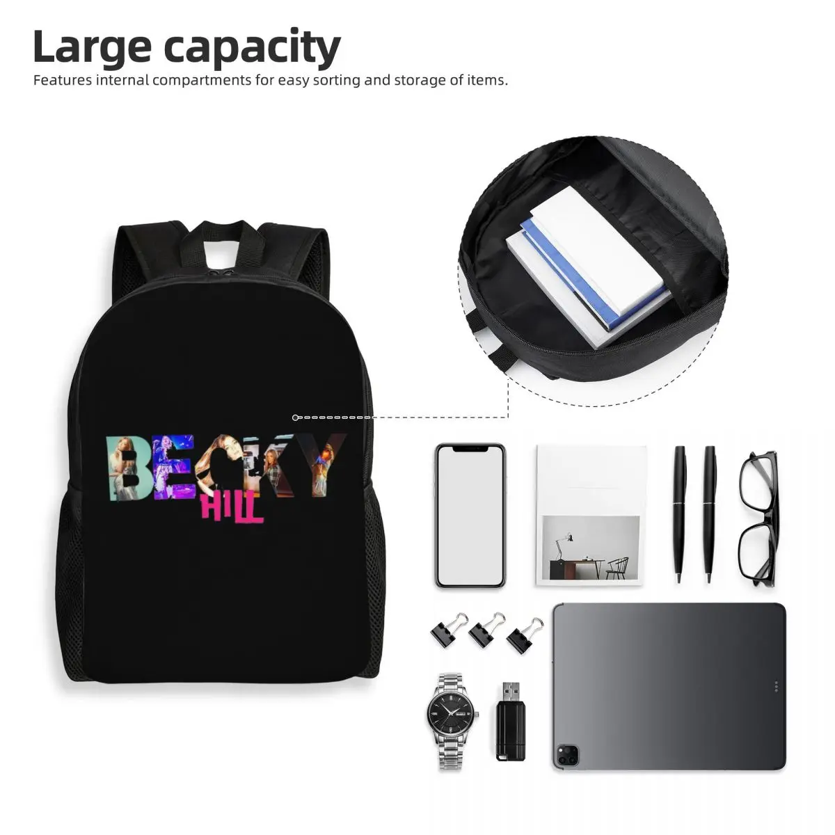 Becky Hill Classic Sticker Backpack Student Boys Girls BookBag School Bag Laptop Shoulder Bags