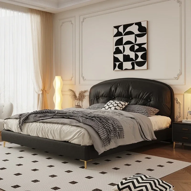 Cama suave negra moderna, ropa de cama principal de estilo europeo, almacenamiento de cama Para dormitorio, Muebles de cuero Para Dormitorio, Muebles nórdicos
