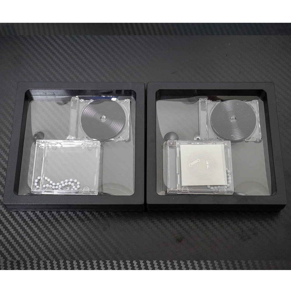 Wholesale price 10/20/30Pcs Mini Clear Album Box Accessory Black Acrylic CD for DIY Keychain Pendant with NFC Music Playback