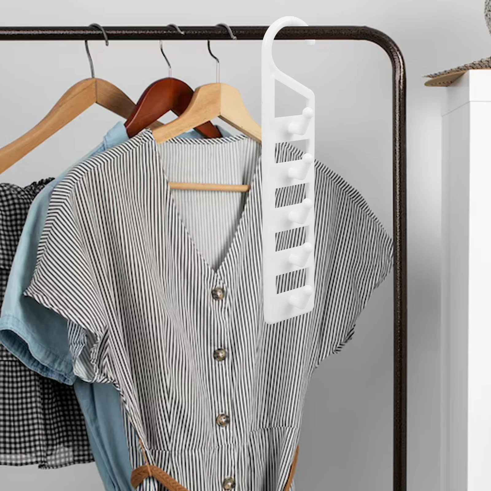 

6Pcs Space Saver Closet Hangers Heavy Duty Plastic Multi Closet Organizers Vertical Hangers for Shirts Pants Dorm