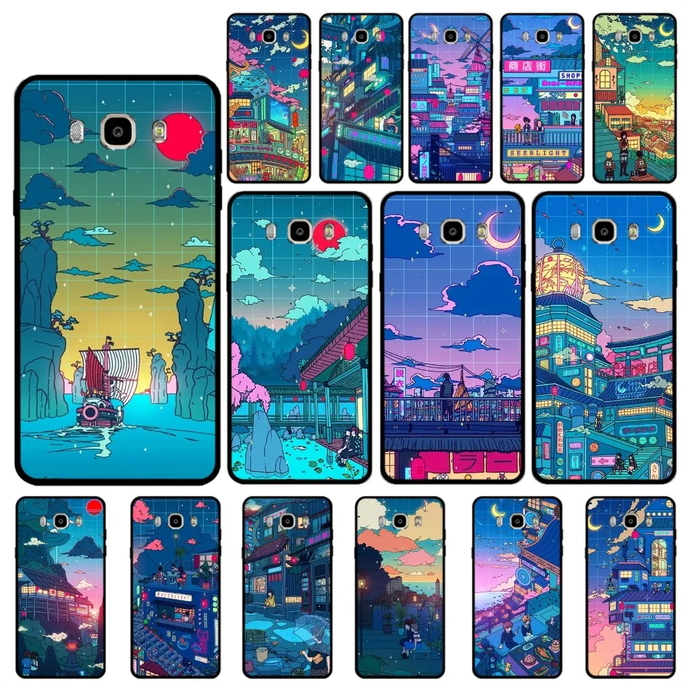 Japan Anime Light City Street Phone Case For Samsung J 7 plus 7core J7 neo J6 plus prime J6 J4 J5 Mobile Cover