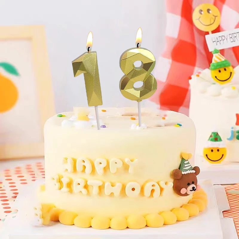 Goldene silbrige digitale Kerzen, verziert mit 0–9 Kuchenkerzen, alles Gute zum Geburtstag, Zahlenkerzen für die erste Geburtstagsfeier von Kindern – Detail 3