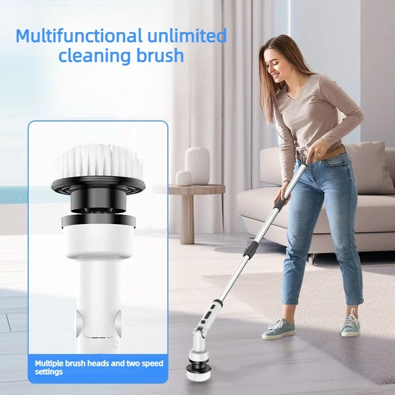 Wireless Electric Cleaning Brush Telescopic Long Handle Foldable Rotating Scrubber Bathroom Tile Kitchen Floor Cleaner