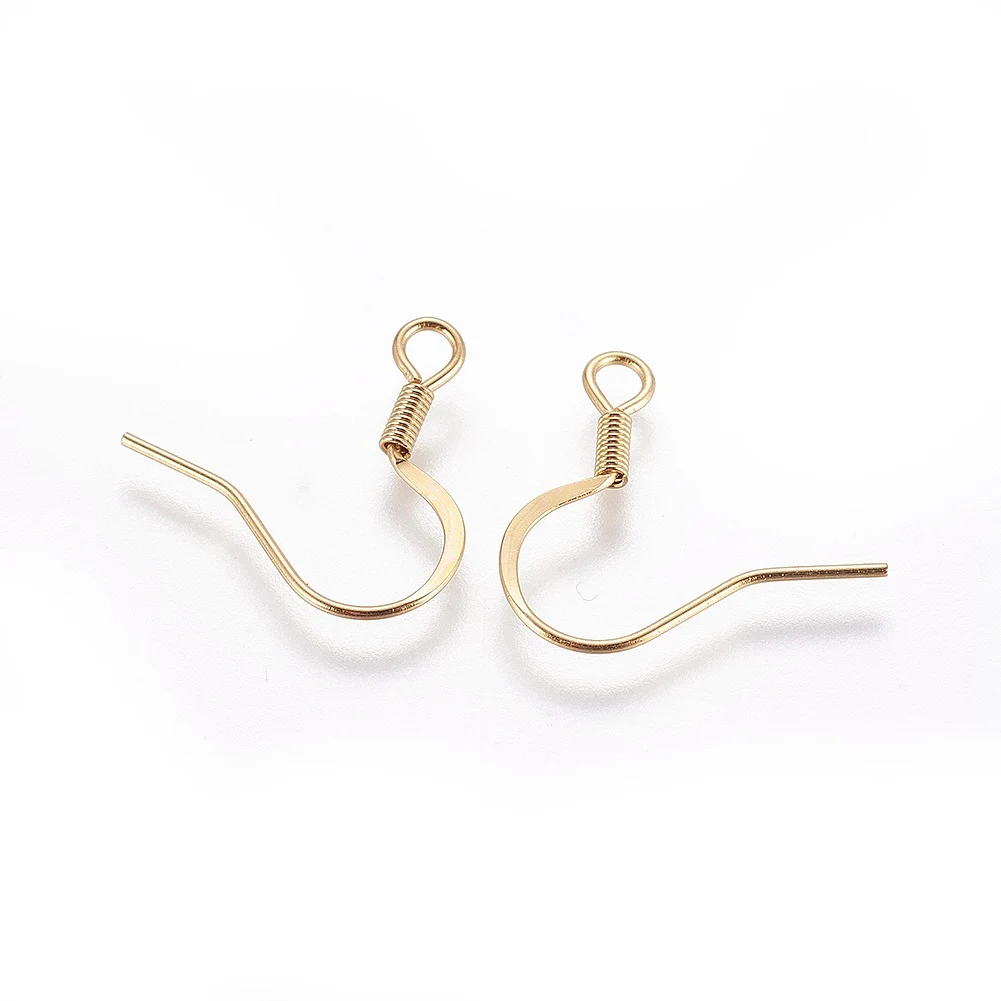 

100pcs 304 Stainless Steel French Earring Hooks with Horizontal Loop Flat Earring Hooks Gold Plated for DIY Jewelry Earring