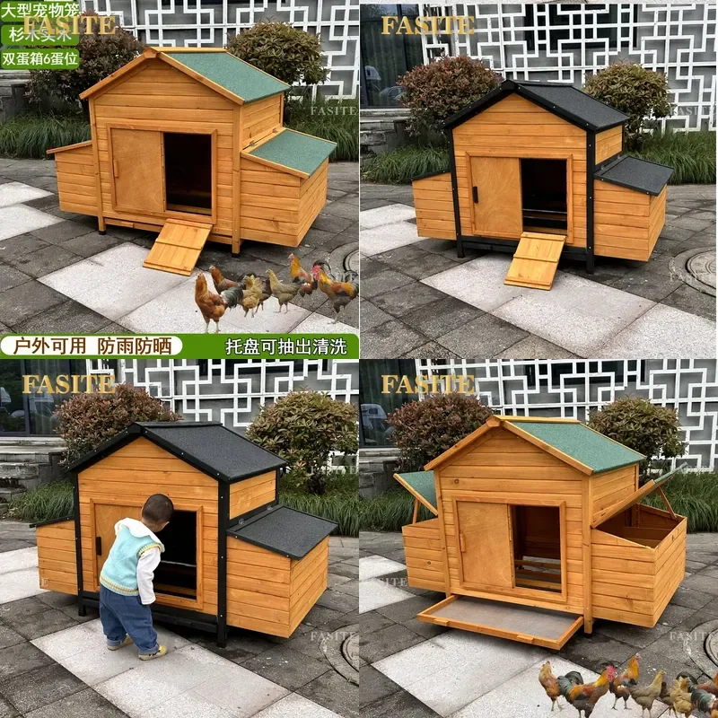 For Large Outdoor Chicken Coop Double Nest Box Rabbit Pigeon Duck Cage Pet House Weatherproof Spacious Hen Hutch Farm