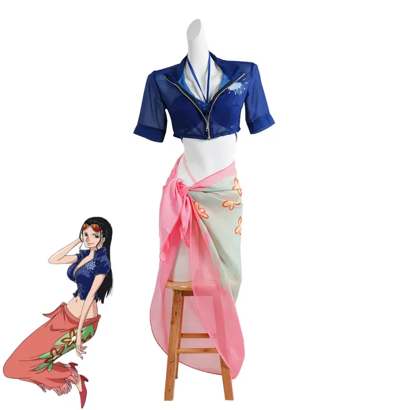 

Аниме Нико Робин Miss All Sunday Косплей Костюм-Цветочные фрукты Летний день Купальник Пальто Парик Женский сексуальный костюм бикини для вечеринки см;5