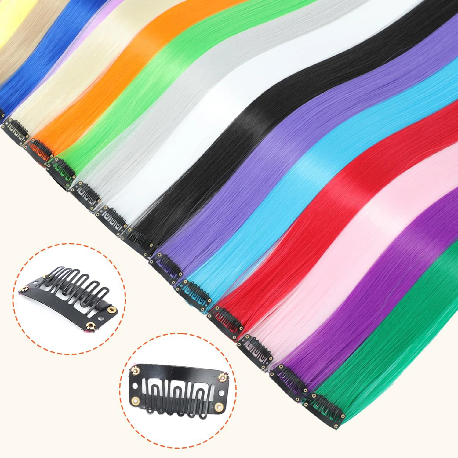 Clip In Hair Extensions 22 Inch 3 PCS for Parties Festivals | Night Out, Birthdays & Dress Up  Reusable Synthetic Hair for Girls view 5