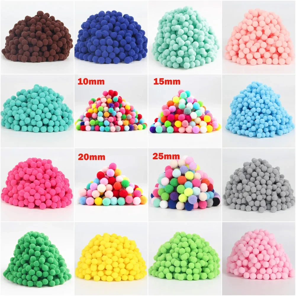 Pompom 8mm 10mm 15mm 20mm 25mm 30mm Soft Pompones Fluffy Plush Crafts DIY Pompoms Ball Furball Home Decor Sewing Supplies 20g