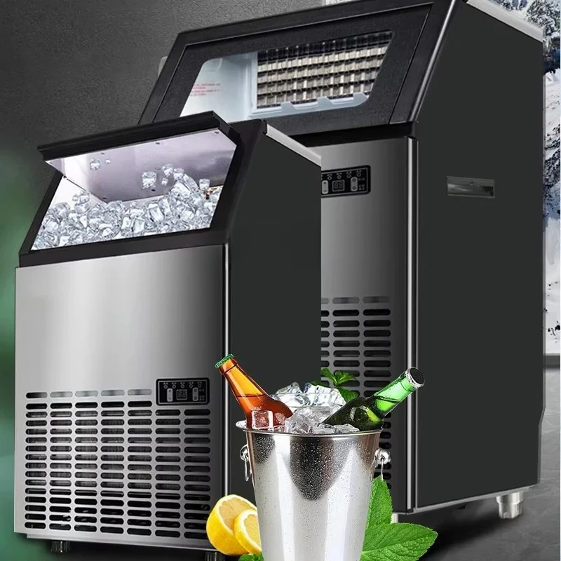 Commercial Cubic Ice Maker Equipped With Drainage Pump, Independent Lcd Touch Screen Liquid Freezing Ice Maker