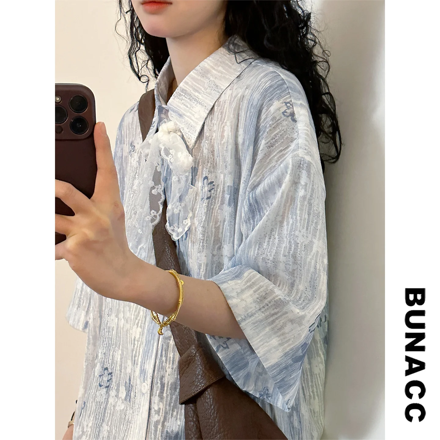 

Summer Street Sle Loose ort Sve Printed irt ex Casual Vintage Lazy Faion Brand Top Women's Men's Collar