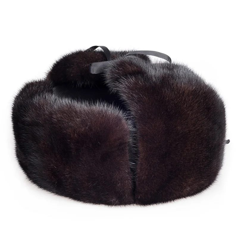 

2024 New Natural Color Siberian Style Fur Hat Full Fur Hat Ushanka Cotton Hat For Middle Age Cap Lei Feng Hat Mink Fur Caps