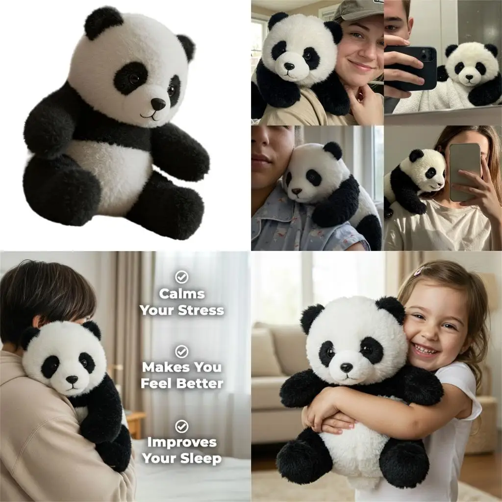 

J2HD Cartoon Panda Doll Toy Lovely Soothing Doll for Girl Children Christmas Gift