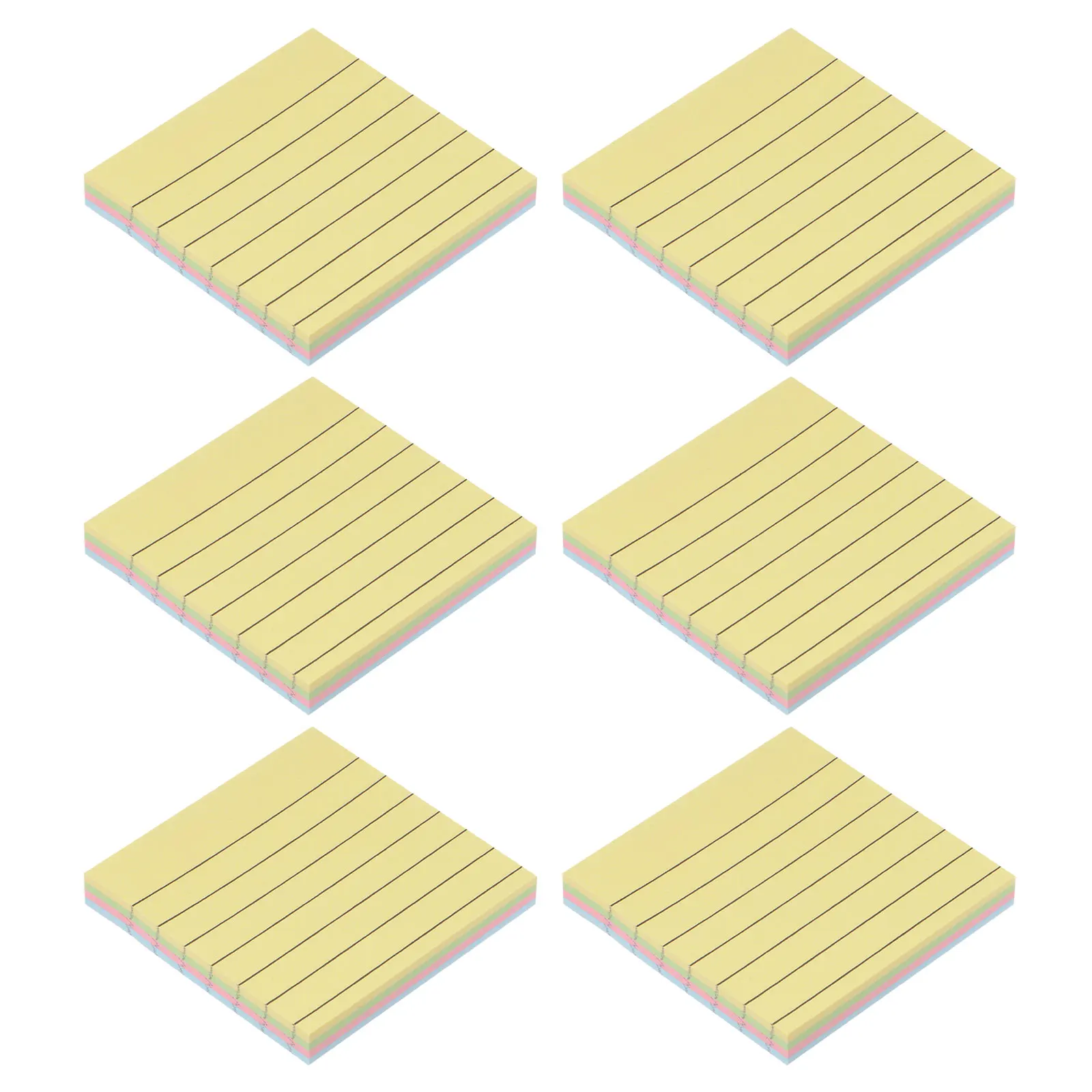 

6/18Pads Lined Sticky Notes Self-Stick Note Pads 4 Bright Colors 100 Sheets/Pad Memo Post for Home Office Business