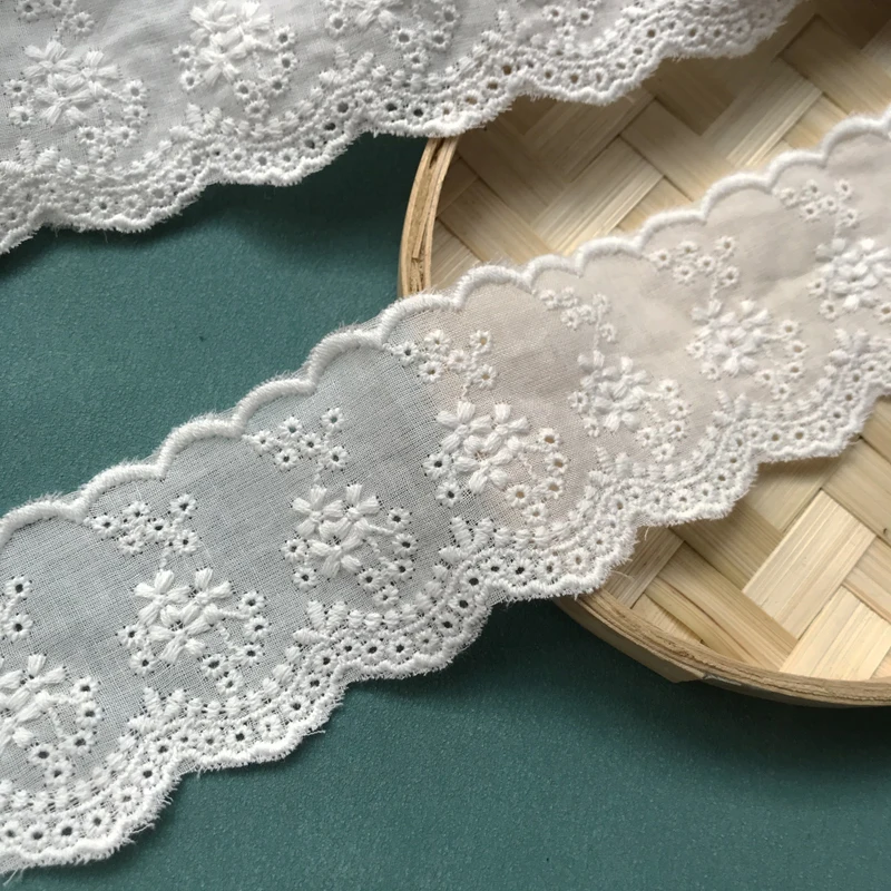 

Cotton Embroidery Lace Fabric, Garment Needlework, DIY Patchwork, Handmade Accessories, Clothes Decoration, 14Yards, 4.7cm, 110