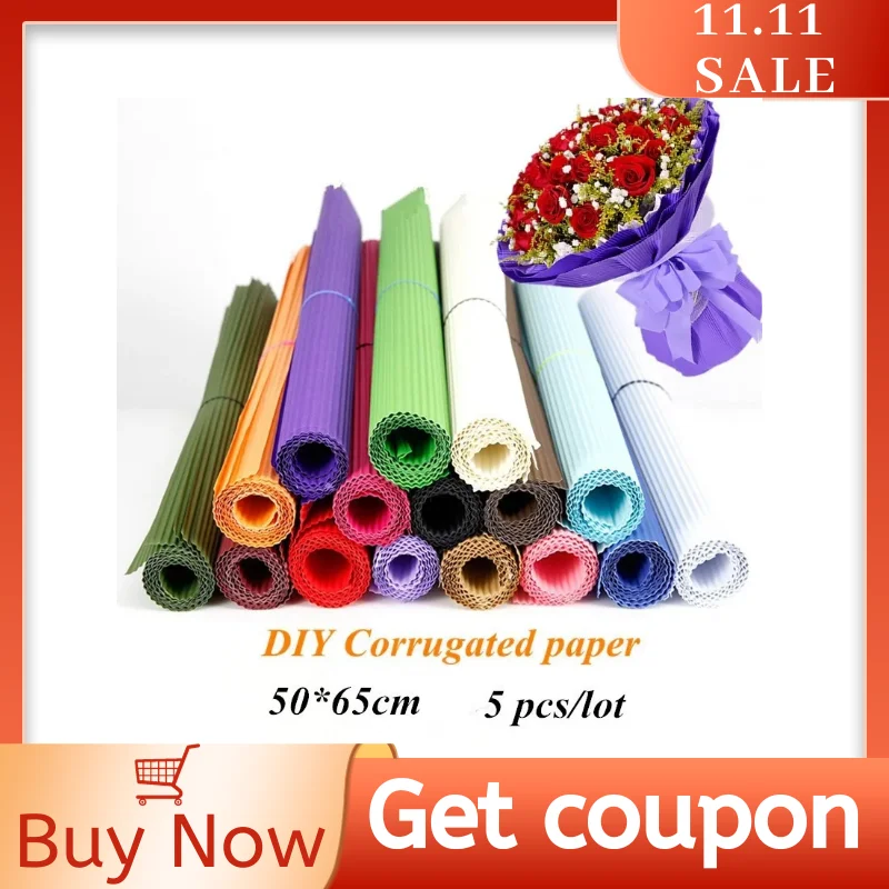 

5pcs Child Handmade Origami Paper Color Corrugated Paper Kid DIY Scrapbooking Craft Paper Packs Flower Wrapping Paper