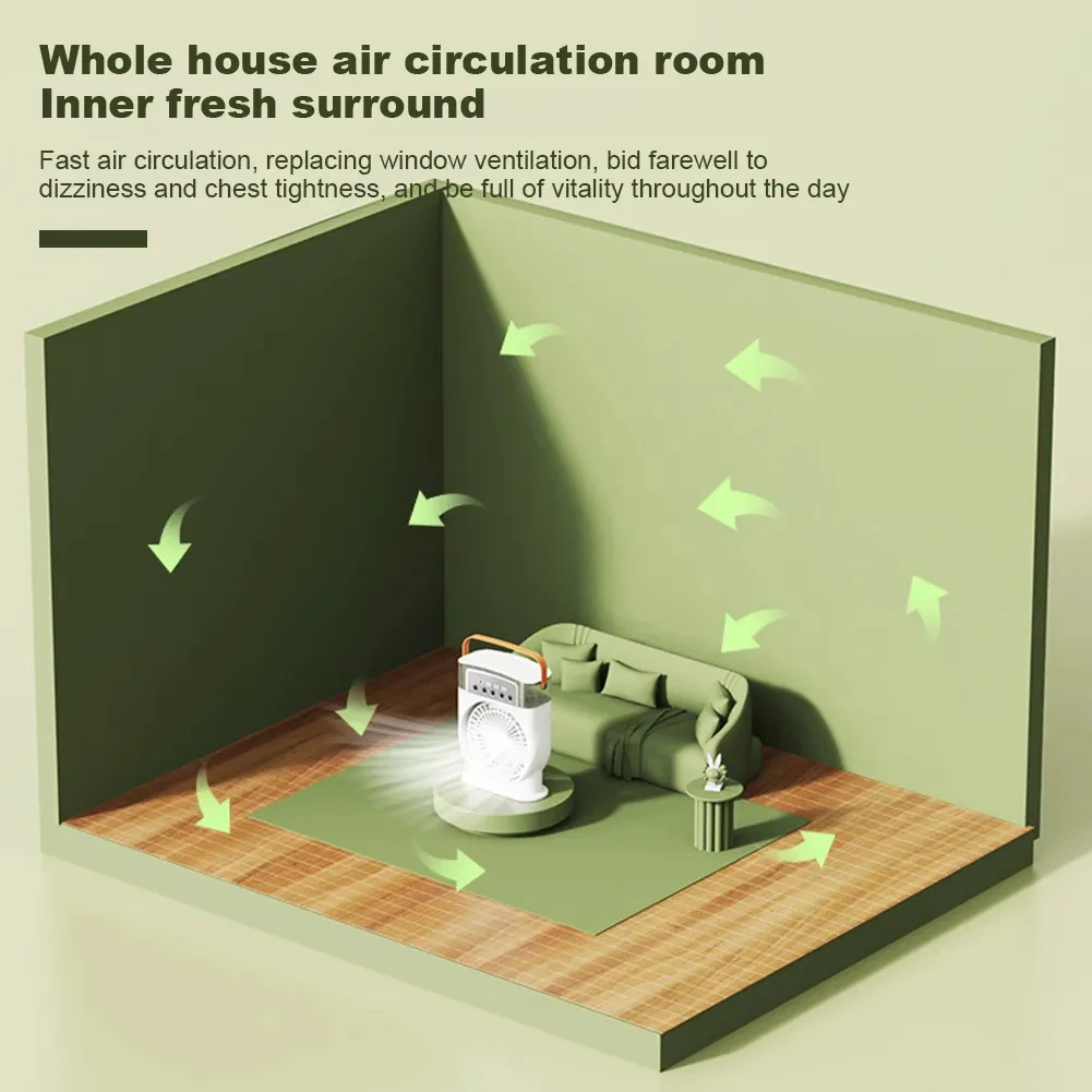 Ventilador eléctrico Mini, aire acondicionado, refrigeración portátil humidificador de, USB, Enfriador de aire, luz nocturna LED, ventiladores de humidificación de niebla de agua