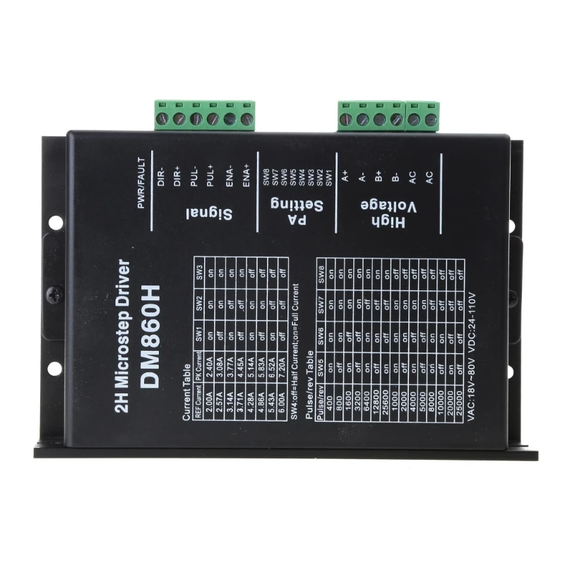 

Digital Microstep driver DM860H Stepper Motor Controller 2-phase Digital Stepper Motor Driver 24-80V for DC 7.2A