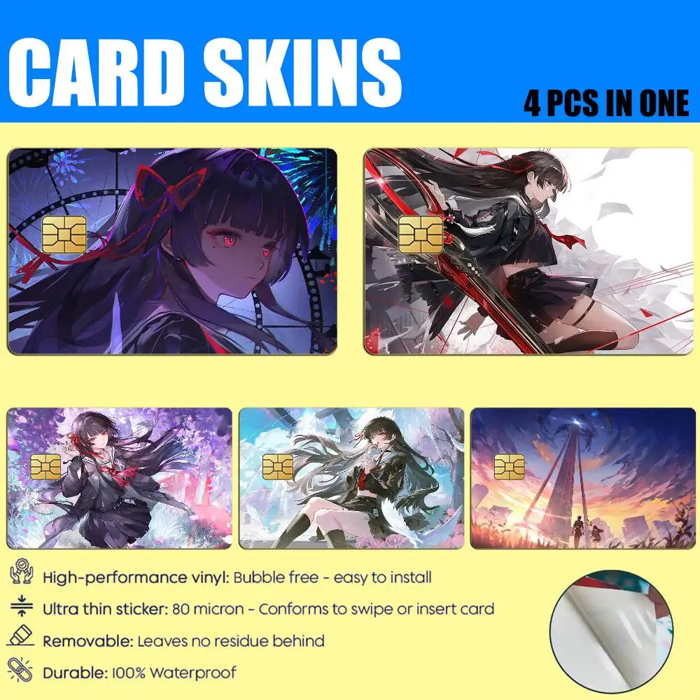 

C-Chisa-a Scissors Girl WuWa Card Stickers for Bank Access Protective Waterproof Film Cover Sticker Gift