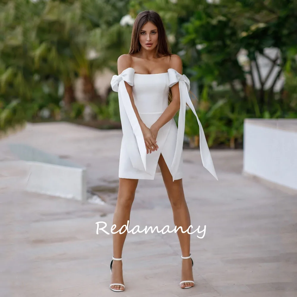 Redamancy Sexy White Strapless Crepe Mermaid Homecoming Dresses 2024 Backless Slim Knee-Length vestidos de novia Party Dress