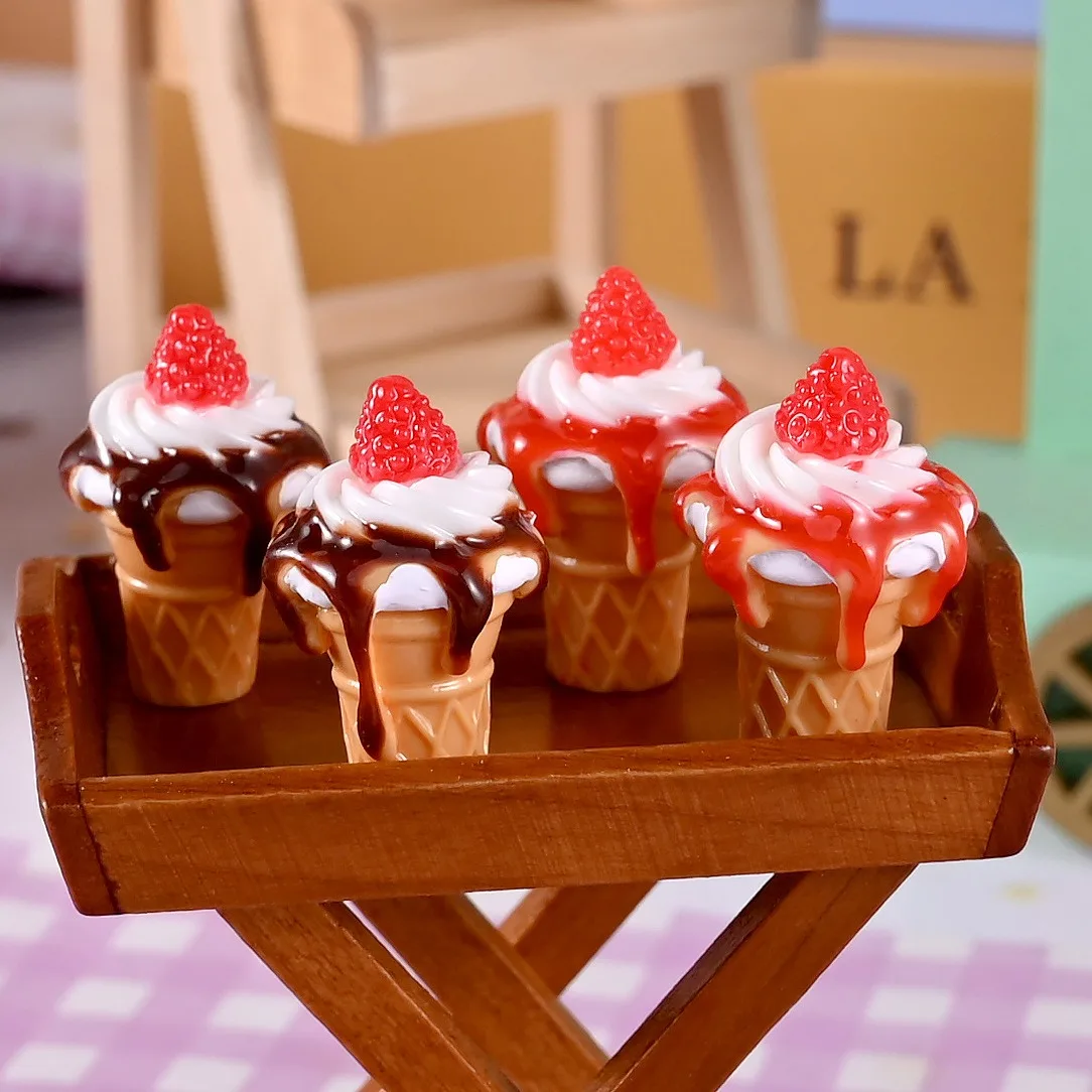 

6pcs Resin simulated jam ice cream dollhouse miniature edible toy model