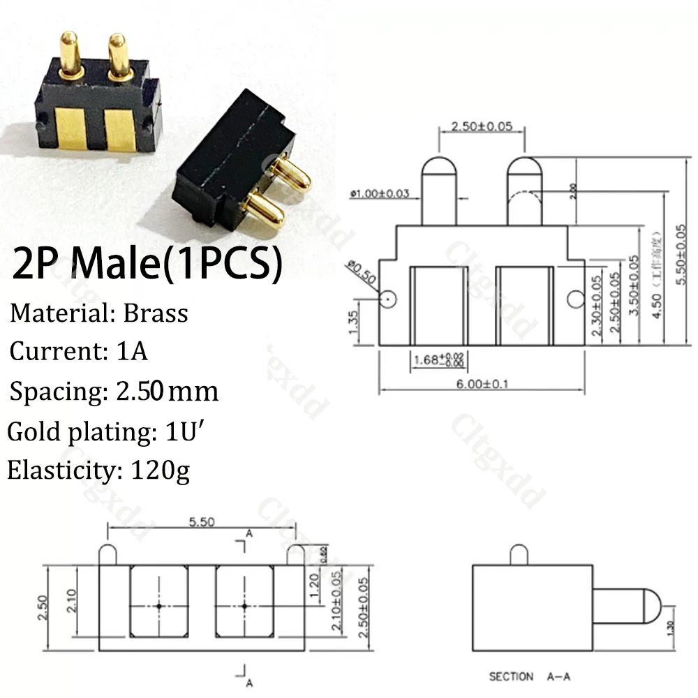 Männlicher & Weiblicher Seitlich Montierter Pogo-Pin-Steckverbinder 2P 3P 4P 5P SMD Federkontakt-Ladebuchse für Smartwatches/Elektronische Geräte – Detail 12