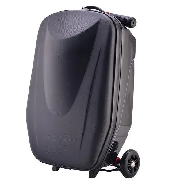 20 Inch D-Type Aluminum Alloy Waterproof PC Travel Case Shock Resistant Student Scooter Luggage with Braking Wheel Storage Box