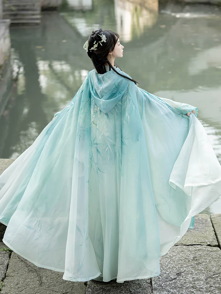 

Новинка 2026 года: Женский китайский костюм Ханьфу в стиле династии Сун, зеленое платье с перекрестным воротником, очень элегантное и изящное, для повседневной носки, в старинном стиле.