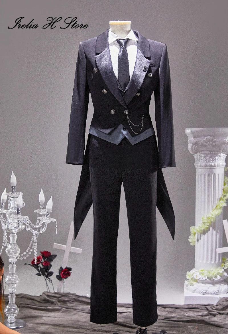 Irelia H Store Black Butler Sebastian Cosplay Costume Anime Game Sebastian Uniform Suit Halloween Costumes image 2