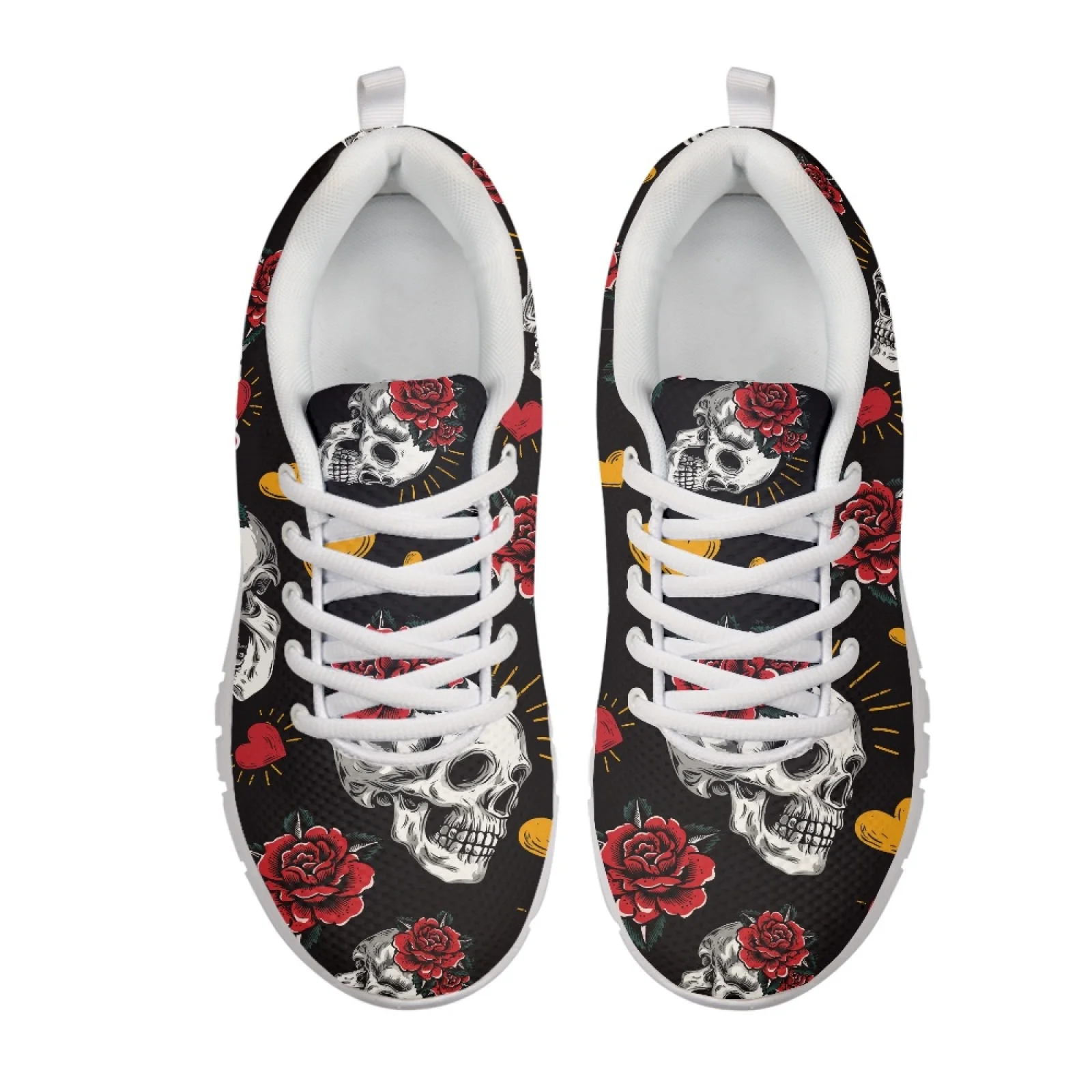 Coloranimal Skulls Roses Mesh & EVA Sole Men's Work Flat Breathable Fitness Shoes for Women New Arrival