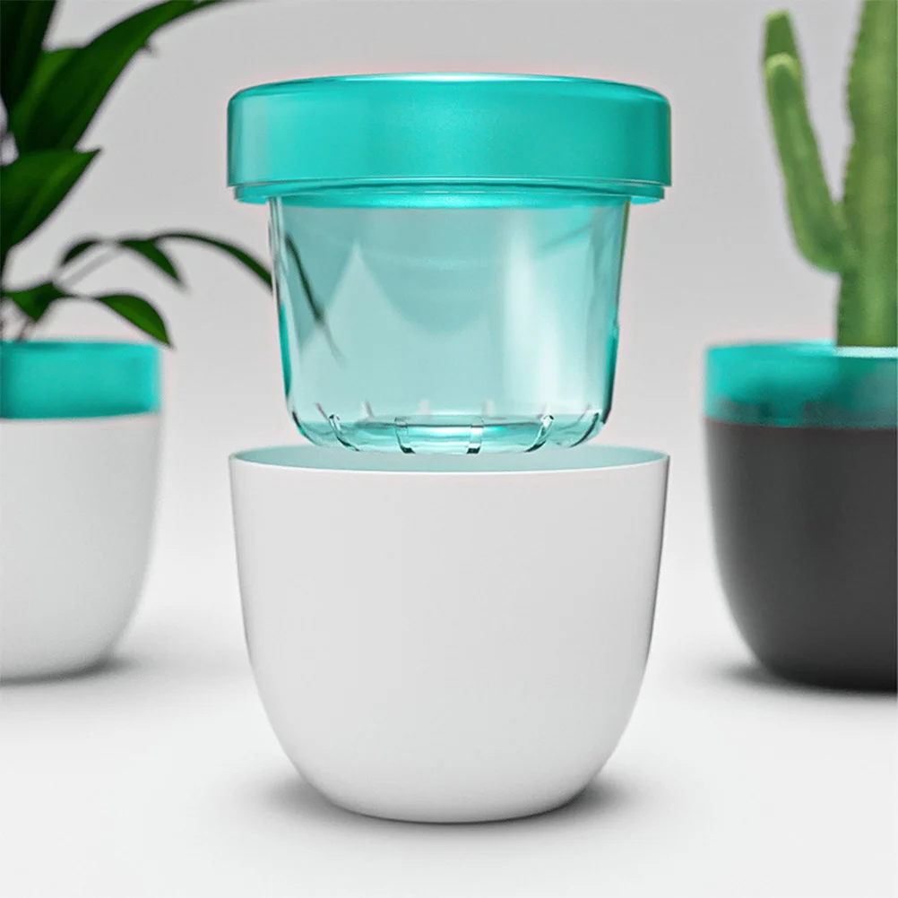 

Automatic Watering Pot Thickened Double-Layer Self-Absorption Design For Indoor Plants White Flower Pot Water Absorption Planter
